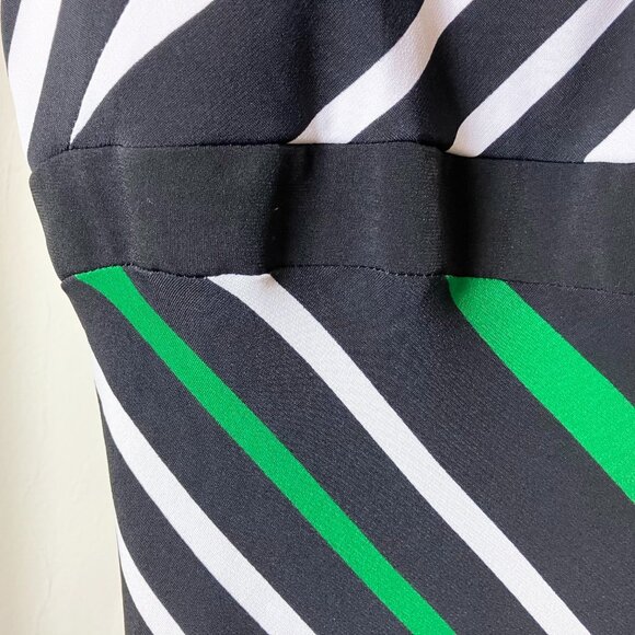 Cache Strapless Sleeveless Sheath Dress | Striped Black Green White | Size 4 - Picture 6 of 9